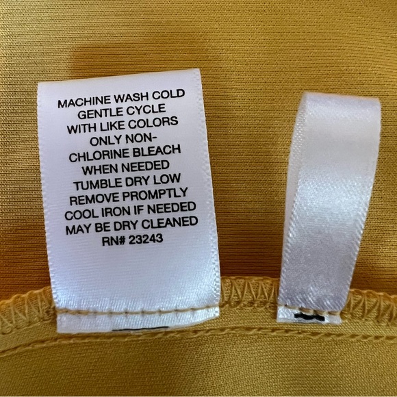 New York & Company Sleeveless Dress With Attached Belt, Back Slit, Yellow, XL - Picture 6 of 8